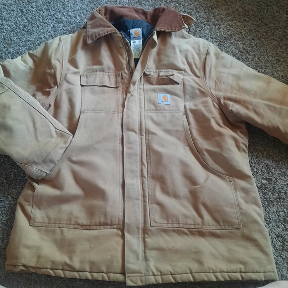 Carhartt Jacket Mens Brown 50 Tall Blanket Lined Chore Ranch C01 BRN & Hood A04 - Picture 3 of 10